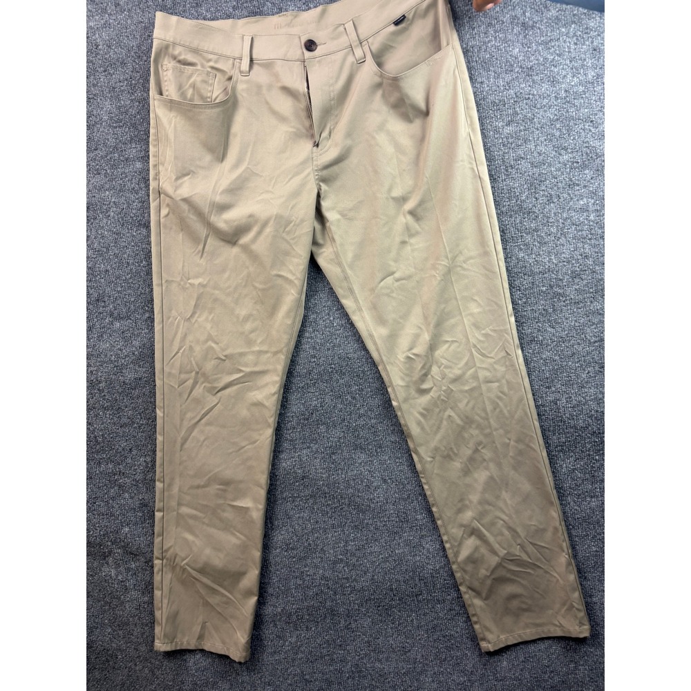 TravisMathew Golf Pants Mens 35 Tan Khaki Performance Five Pocket Casual